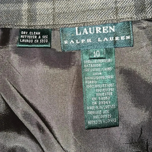 Ralph Lauren Women’s Vintage 80s 90s Olive Plaid Wool Fringe Preppy Skirt 10 - Picture 8 of 16